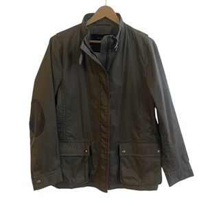 Coach Waxed Jacket Utility Jacket in Dark Loden Military Green Elbow Patches